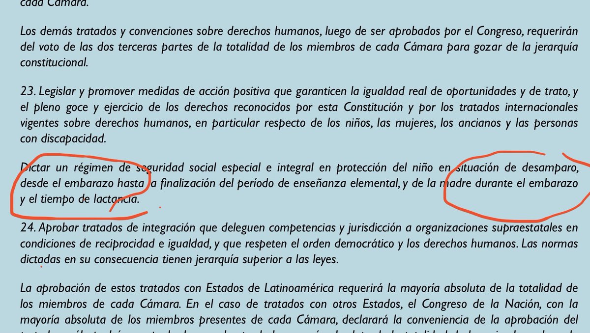 NegroYoma's tweet photo. 1) La Constitución Nacional manda al Congreso dictar leyes de Protección Integral de la Madre y el Bebé

(Si, “Madre”!, no ese eufemismo estúpido de “Persona Gestante”), 

“desde el embarazo...” y “durante el embarazo...” (Art 75 inc 23)
(...) https://t.co/lhiMD7l9WZ