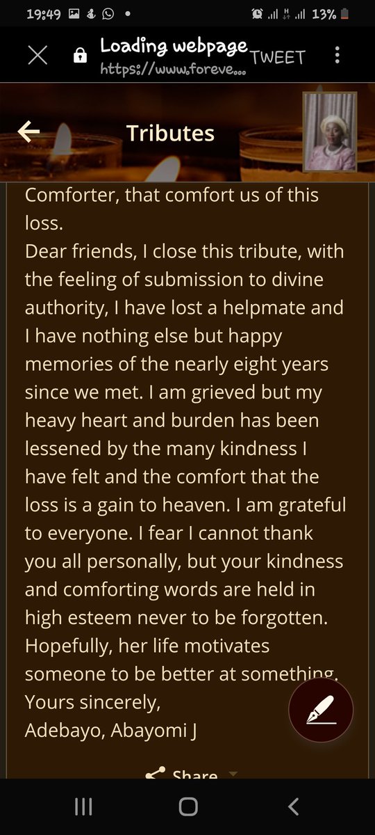 FaithWorks_O's tweet photo. God be with everyone @busolaidowu left behind. It is well🕊️🕊️🕊️🕯️🕯️

#RestInPowerBusola https://t.co/ojed2BoSGw