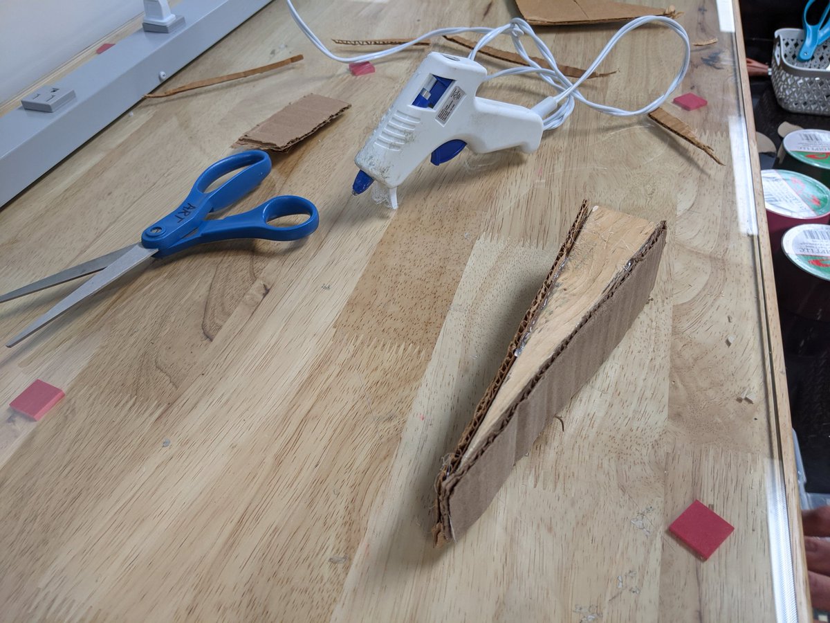 A nice organic #designthinking moment in the <a href="/NewRichmondHS/">New Richmond HS</a> #makerspace today. Student saw a problem (door is too heavy to hold open!) and now is prototyping a solution. Tomorrow - feedback!
