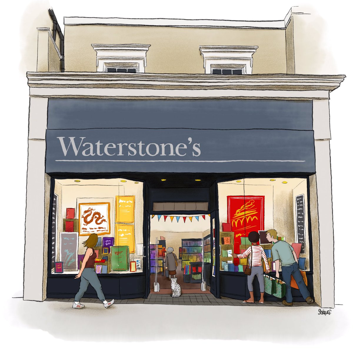RickardSisters's tweet image. Look! It’s @waterstonesfolk by Scarlett for @SelfMadeHero #DrawYourBookshop! Great bookshops are staffed by great people - a 3D real life bookshop lovingly curated by real humans 💖 These people have been supporting Folkestone’s creative community for years and we love them