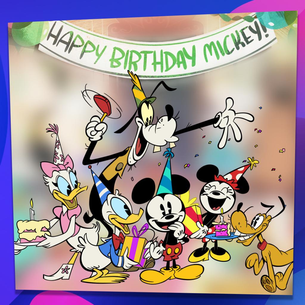 DisneyTVA's tweet photo. Happy Birthday to the one and only #MickeyMouse! 🥳  Join in the celebration and wish him a happy birthday in the replies! https://t.co/q51x9oF398