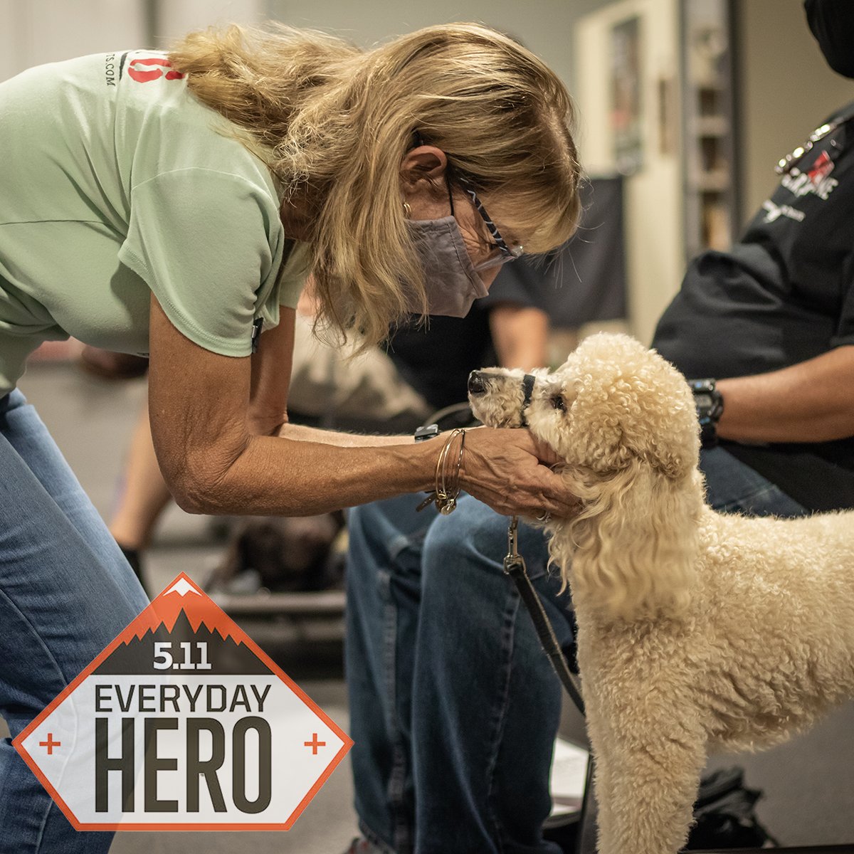 Mary Peter is the founder of K9 Partners for Patriots (<a href="/k9p4p/">K9P4P</a>), a nonprofit organization that teaches veterans to train their own service dogs and pairs them with dogs looking for homes. For her work helping veterans and rescuing dogs, we're proud to name Mary a #511EverydayHero!