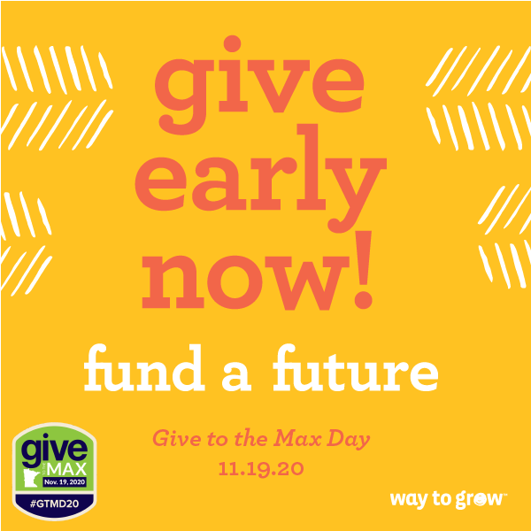 mplswaytogrow's tweet photo. What could be more important that giving a child a good start in life? Donate early this Give to the Max Day to help us fund the future of kids in our communities! 

https://t.co/J3JrRj2QFz #GTMD20 https://t.co/wHlyOuh9Y2