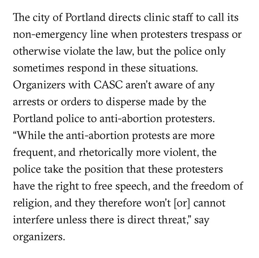 Spoke with the awesome organizers from Cascade Abortion Support in Portland about the disparity in treatment between protesters there  https://therealnews.com/anti-abortion-protesters-get-special-treatment-from-the-police