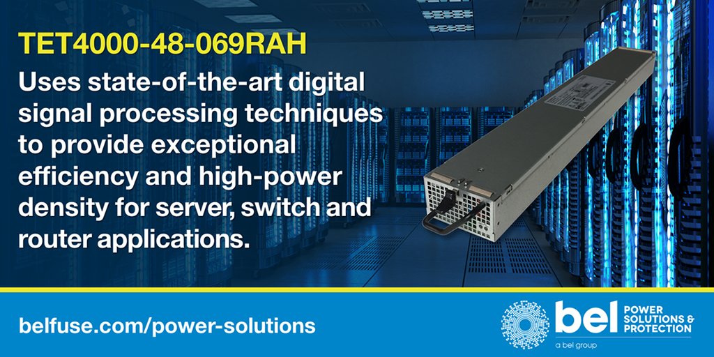 BelPwrSolutions's tweet image. #BelPowerSolutions TET4000-48-069RAH is a 4000 W #powersupply providing high efficiency (Titanium) power conversion for IT racks, #OCP racks &amp;amp; #datacenters. It converts std. AC mains power into a main output of 48 VDC, programmable from 42 to 58 VDC More: bit.ly/2IGVhDY
