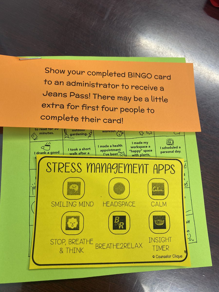 DrCarlosGrant's tweet photo. Adult Self Care is so important. Check out our @WadeHampton_HS Teacher Self Care Bingo. Our Better Selves=Better outcomes for students. https://t.co/VPaAcTgyyn