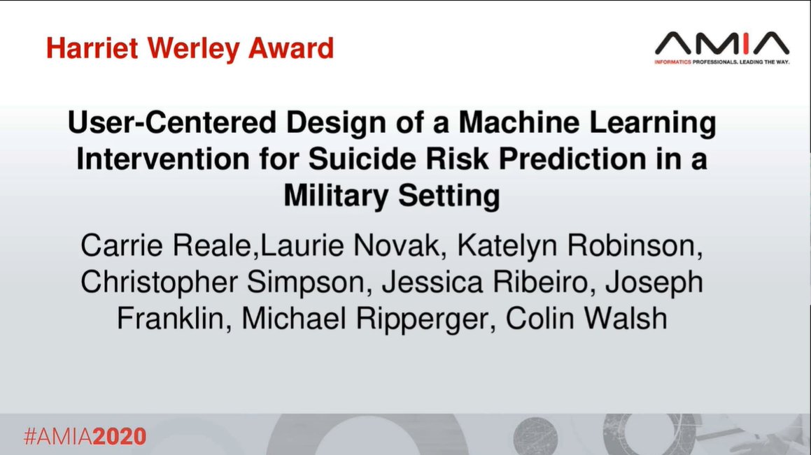 AMIAinformatics's tweet photo. Congratulations to the Harriet Werley Award Winner.   #AMIA2020 https://t.co/tL49BWzfSz