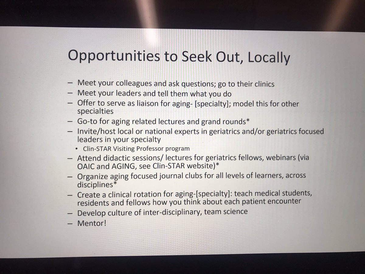GeriatricEDNews's tweet photo. @ClinSTARCC On #CLINSTAR2O day 2 @UnaMakris describes approaches to increase your exposure to aging researchers &amp; influencers in and outside your specialty! @ACSTrauma @Geri_Nephrology @GeriDerm @GeriPulm @AmerGeriatrics @AGEM_SAEM @Alzheimers_NIH @ACRheum @SAEMonline https://t.co/UkajtzsKB4 https://t.co/EfLzR07739