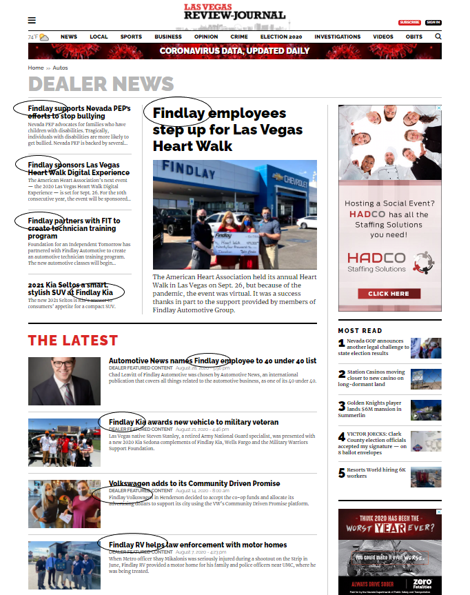 tcordervegas's tweet photo. Here's what we notice in glancing at the Las Vegas Review-Journal auto page today. Nobody does more than #FindlayAuto. #FindlayCares https://t.co/XDsfytpKAz