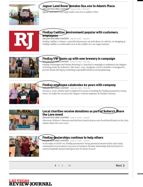 tcordervegas's tweet photo. Here's what we notice in glancing at the Las Vegas Review-Journal auto page today. Nobody does more than #FindlayAuto. #FindlayCares https://t.co/XDsfytpKAz