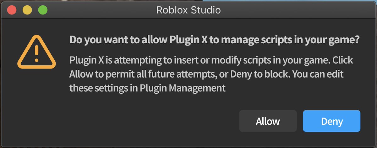 Bloxy News On Twitter Studio When Inserting A Plugin Into Your Roblox Game A New Confirmation Window Appears If The Plugin Is Wanting To Access Or Edit Any Of Your Existing Scripts - is roblox a harmful game