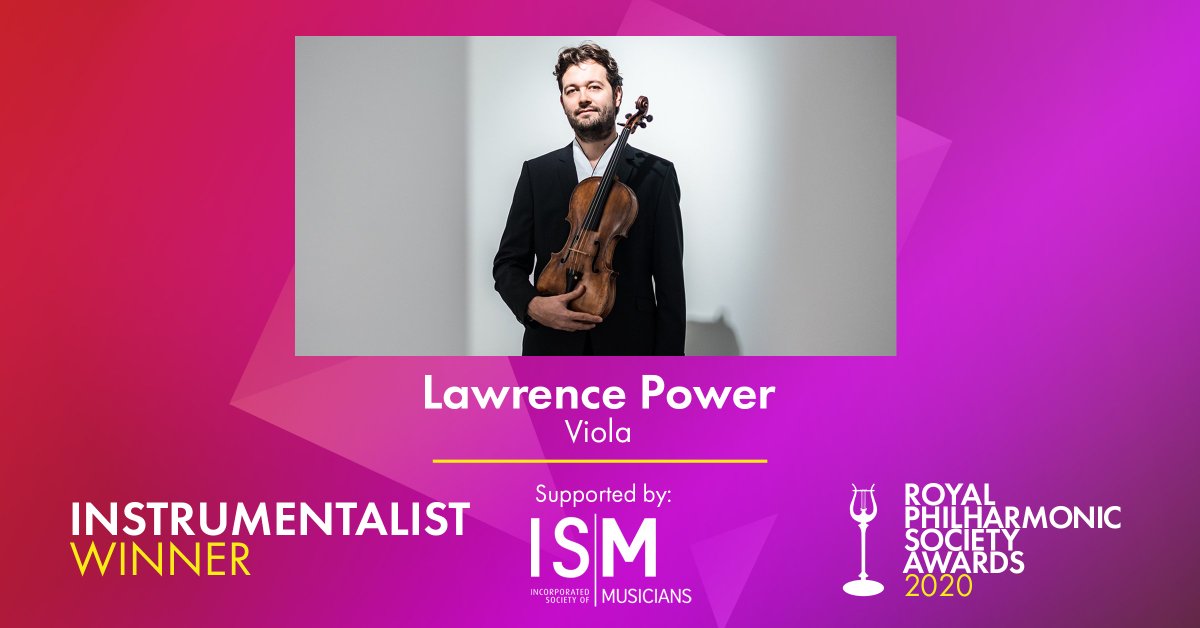 RoyalPhilSoc's tweet photo. The winner of the RPS Instrumentalist Award is Lawrence Power!

He is 'a remarkable viola player and outstanding advocate for his instrument, forever fostering new repertoire that’s set to last.' Congratulations Lawrence! @Maestro_Arts #RPSAwards https://t.co/uhizMDKWm8