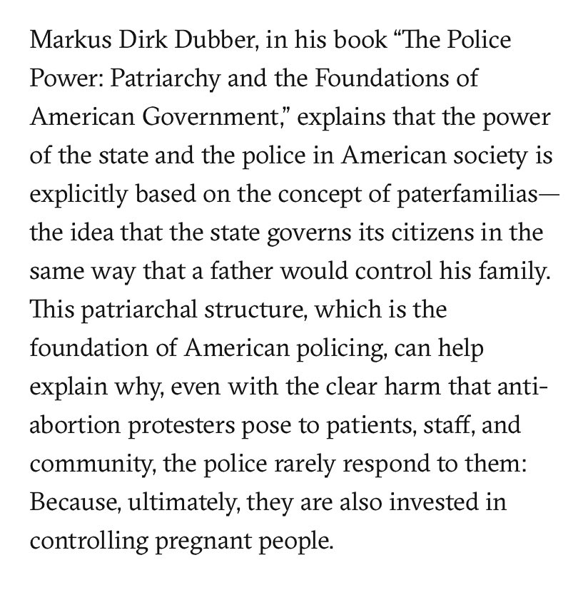 Lots of thanks to  @JocelynDmbroski who made the article so much better and let me keep this part about paterfamilias  https://therealnews.com/anti-abortion-protesters-get-special-treatment-from-the-police