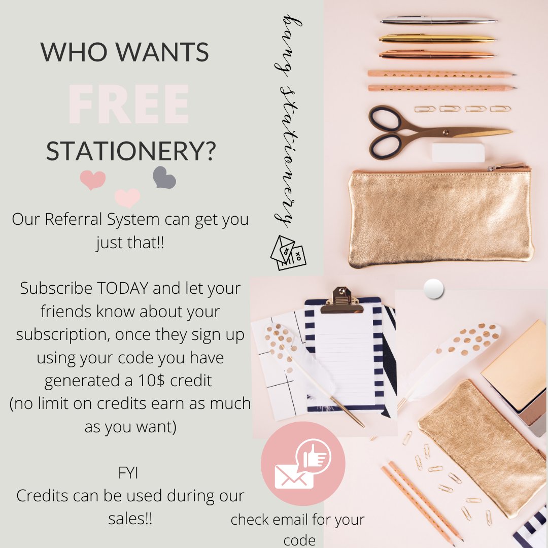 BangStationery's tweet photo. FREE STATIONERY THROUGH REFERRALS !! https://t.co/i2itZqM4eH