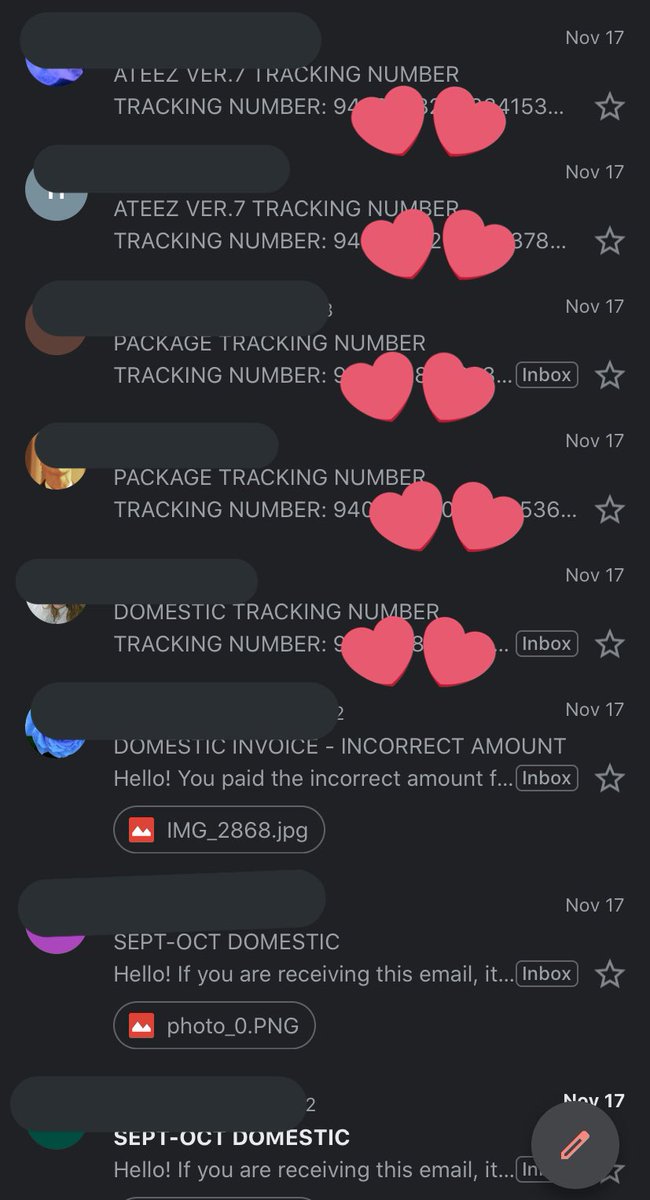 AtinyGOs's tweet photo. sent emails for missing items tracking number, tracking numbers for past packages, those that sent incorrect invoice amount, etc!!

[#atinyupdates] https://t.co/SABRQAxJ9e