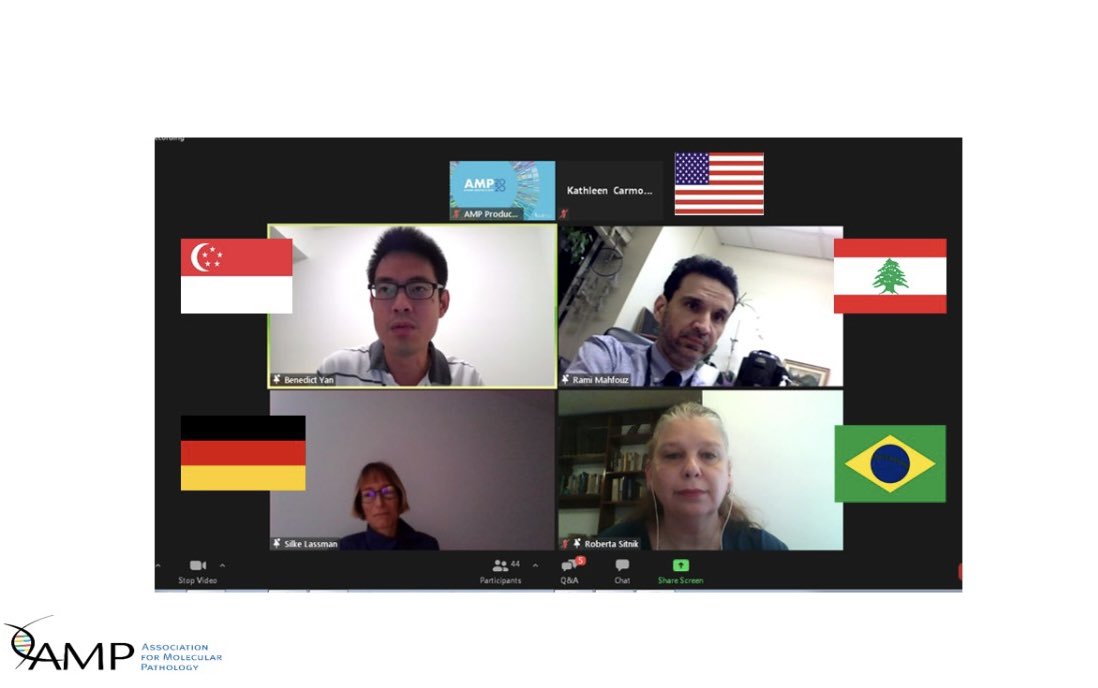 rositnik's tweet photo. Today we had our International Affairs Committee Networking Meet-up. Colleagues from around the world were there to discuss where they succeeded and where they struggled with the different aspects of #COVID19 testing. Proud to be part of this amazing group!!  #molpath #AMPath20 https://t.co/eR83bTbOMB