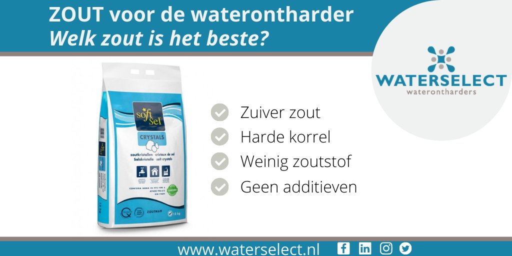 Waterselect's tweet image. Om een waterontharder optimaal te laten functioneren is het juiste onthardingszout van groot belang.
Weet jij wat het beste zout voor je waterontharder is?
Lees het hier: waterselect.nl/zout-voor-in-d…
#waterselect #zoutkristallen #zuiver #comfort