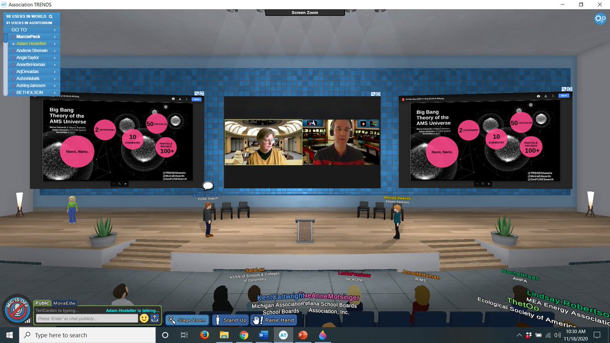MoiraEdwards's tweet image. The Big Bang Theory of the AMS Universe - an exercise in quantum physics because it was a space exploration inside of a Zoom meeting inside of the #AMSFest virtual platform. We quarks kept connected throughout. Thank you @TRENDStweets @GetFuseSearch