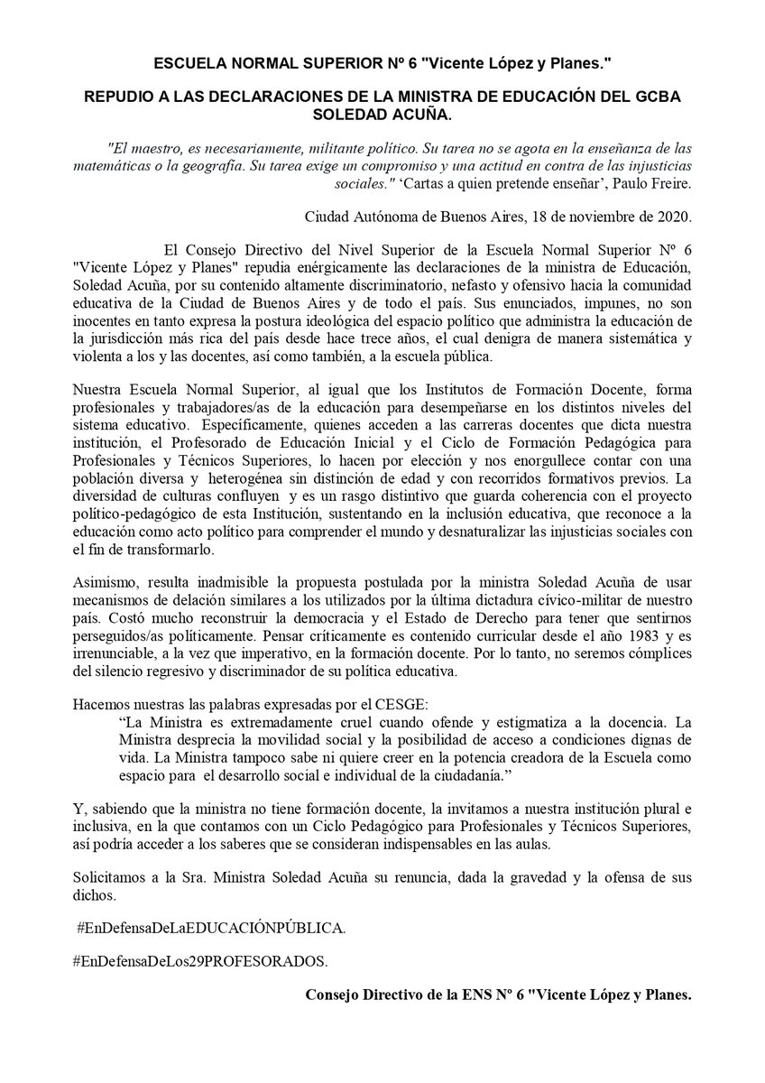 mlavalletto's tweet photo. #OrgullosamenteDocentes en el #Normal6 y los 29
#AcunaOdiaLaEducacion
#AcunaRenuncia https://t.co/BfYZTYoErE