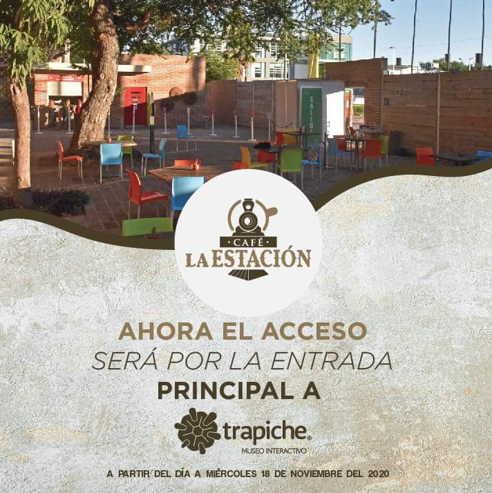 A partir de mañana La Estación Café tendrá como acceso la entrada principal de Trapiche Museo Interactivo 📍

Visítanos de miércoles a domingo de 4:00 p.m. a 10:00 p.m.

Servicio a domicilio al 668 816 7125
WhatsApp 668 101 0070

¡Te esperamos!🤩🍔🥙🍝