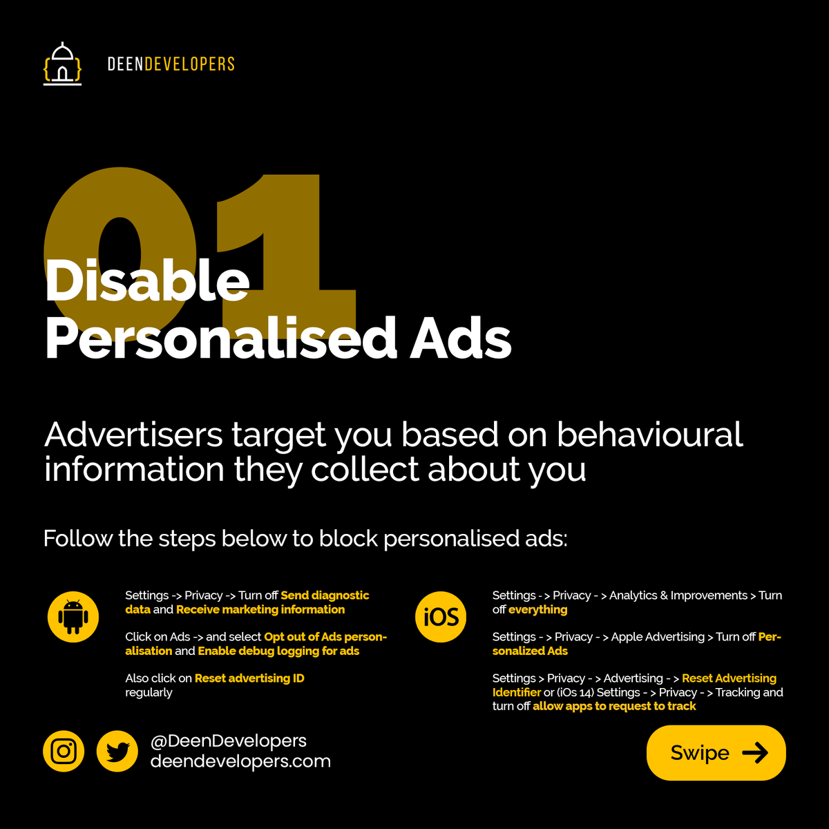 1. Disabled personalised ads
