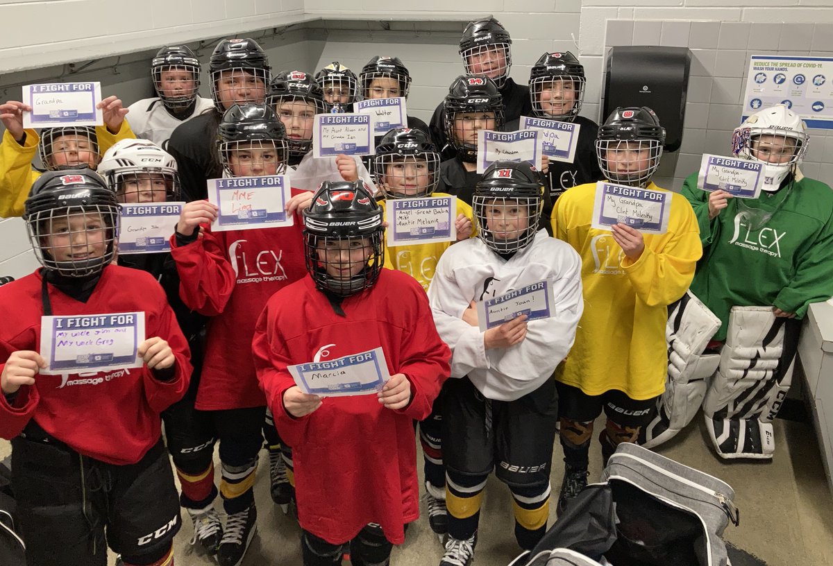 HockeyRegina's tweet photo. The U13A Falcons and the U13C Rebels Gold letting us know who they fight for!
#HFC2020 #HockeyFightsCancer https://t.co/nqqUFvVIZd
