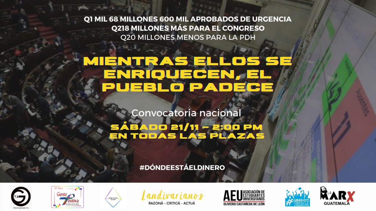 landivarianos's tweet photo. ¡El pueblo unido jamás será vencido!

Movimientos estudiantiles y colectivos urbanos convocamos a tomar La Plaza este sábado desde las 2:00 pm. 

¡Sumate al cambio! https://t.co/jJwimKigjy
