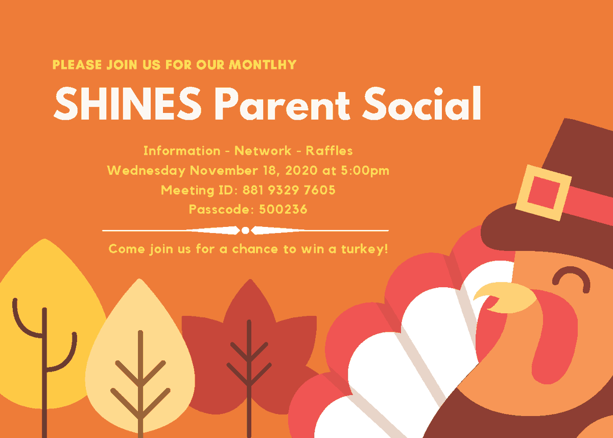 millsinter's tweet image. Mills Hawks' parents - tonight is our monthly Shines Social at 5pm on Zoom.  Come join the fun. Please look at the flyer for login details. #millsinter #fldusd #supfreitas