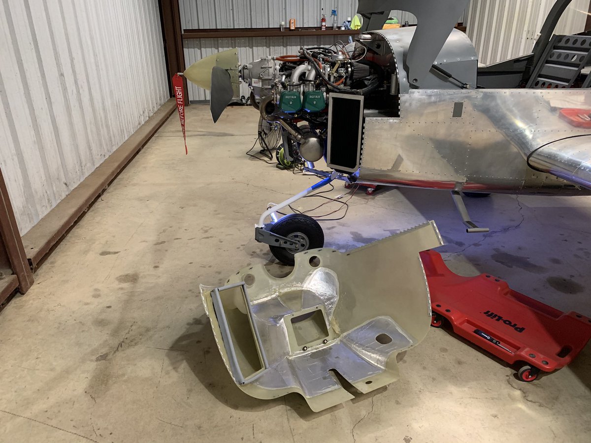 RV12Proj's tweet photo. After several months stalled, due to COVID, a new granddaughter, and my son’s wedding, I’m finally back to work on my RV-12.  Replacing exhaust manifolds per SB-00005.  #Rv12 #N623RV #VansRV12 #VansRV https://t.co/ur0fLPasx5