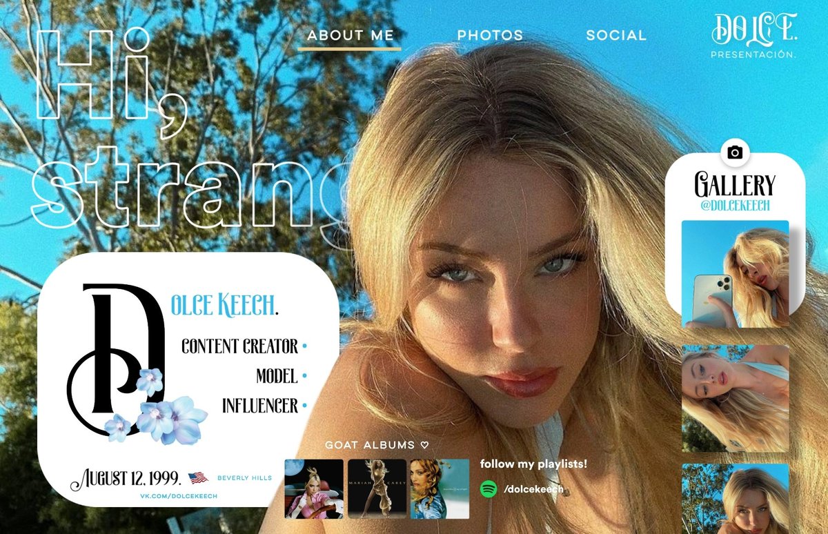 ╰ 「𝐊𝐄𝐄𝐂𝐇」
⠀           make me feel like
         the 𝘰𝘯𝘭𝘺 𝘨𝘪𝘳𝘭 in the 𝒘𝒐𝒓𝒍𝒅.
            ⤹   (📍) — Beverly Hills, 𝗖𝗔.
ㅤㅤ            〄 — 𝟐1 𝑦𝑒𝑎𝑟𝑠.
ㅤㅤ              ↳    ❒  ┉  ❲↻ + ♡❳