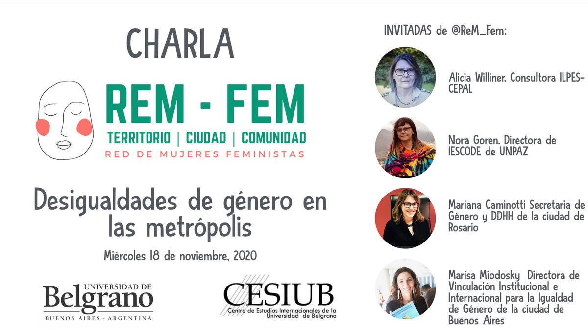 rem_fem's tweet photo. Presentamos a nuestras invitadas para hablar de #Desigualdades de género en las Metropolis. @cesiub https://t.co/wuCM0TluMh