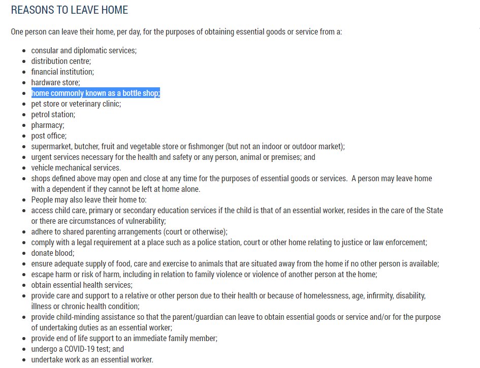 First day of #LockdownSA & 🙏 2 all #SouthAustralians who are continuing to work 2 keep us going. Did see this #sapol #stayathome & reasons 2 leave home directions. I c what u did there #sapol 😆 You telling me I spend 2 much time at #bottleshops?