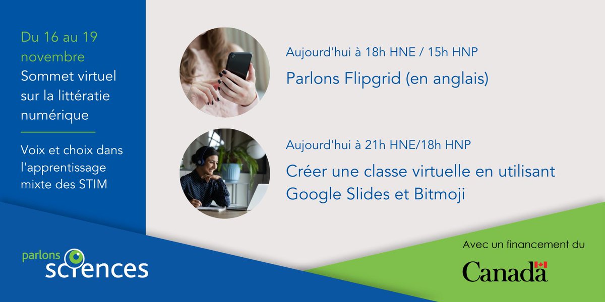 ParlonsSciences's tweet photo. Ce soir, aura lieu le populaire webinaire sur la création d'une classe virtuelle à l'aide de Google Slides et Bitmoji en même temps qu'une séance de questions-réponses sur @Flipgrid. #LitNumPS 👉 Inscrivez-vous dès maintenant : https://t.co/PJelqx3Lsf https://t.co/aI1AN5BuZX