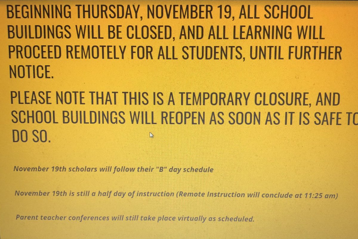 Please see this important announcement regarding the shift from blended to remote learning!