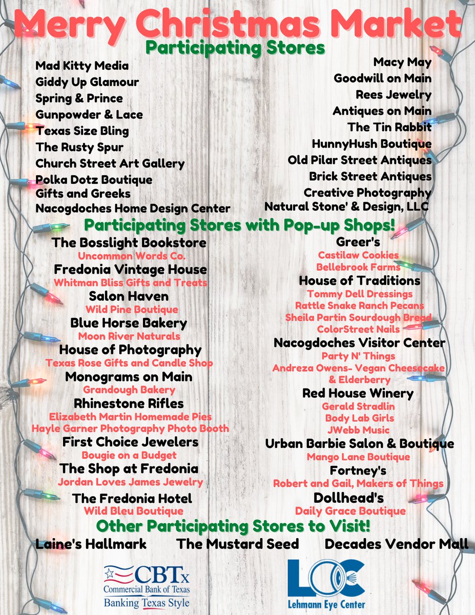 VisitNac's tweet image. We can't wait for Merry Christmas Market this weekend 🤩
Here are the participating stores so you can start planning your shopping haul! 🎄