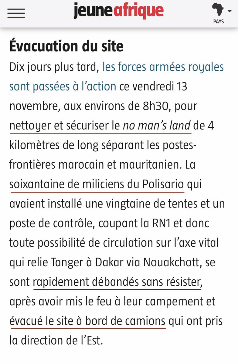  « De violents échanges de tirs » : FAUX.L’Armée Marocaine et les terroristes du polisario ne se sont pas affrontés. À l’arrivée des FAR, les terroristes ont pris la fuite.