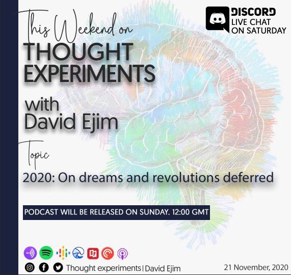 thought_exp's tweet photo. Look who’s back 👀

Your fave podcast resumes this weekend for d final episode of this year’s podcast season.We will be analyzing d ups &amp; downs of this year - with a crucial look on how events this year have &amp; will shape our collective existence. RT this-link to our channel @ bio https://t.co/YgGIlw7EpX