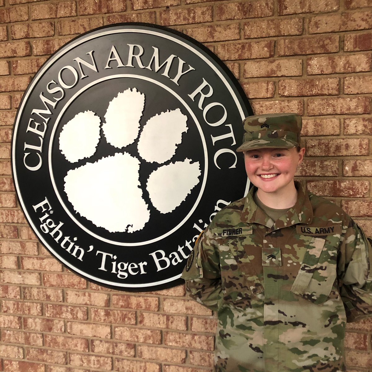 ArmyClemson's tweet photo. Congratulations to the Cadet of the Month, Cadet Fisher! To be nominated you have to excel at lab and in class, and to be selected you have to display professionalism, solid D&amp;C, and knowledge of the Clemson Orange book. CDT Fisher has exemplified all of these requirements! https://t.co/WPh4SdEnjx
