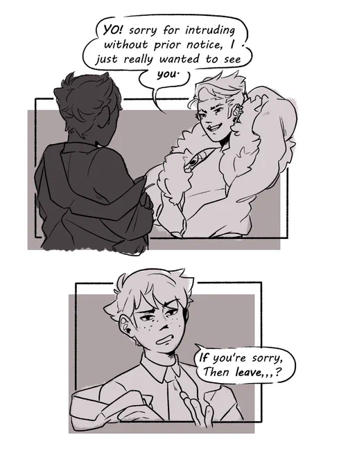 [OC]

I don't even need to make a full comic about my OC's these two panels explain Hebi and Hideyoshi better than any full volume ever could. 