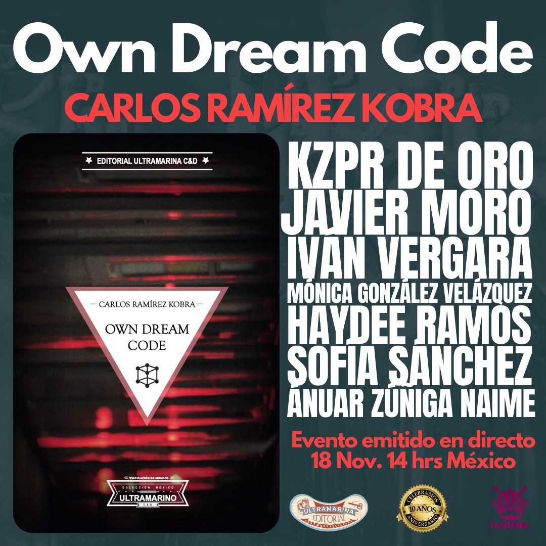 javiermoroh's tweet photo. Estamos en vivo en la presentación de la música y de los proyectos sonoros Own Dream Code basados en el poemario del mismo nombre de @kobrakonk publicado por @_ultramarina_ con la presencia de Mónica González Velázquez https://t.co/kzSdPAJate