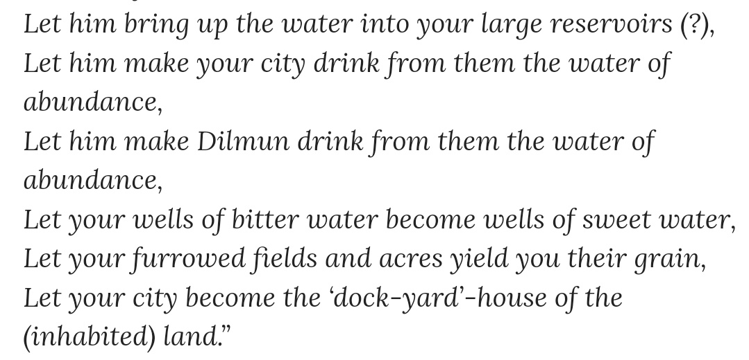 Remaining verses from the Epic of Gilgamesh:"Water of abundance", a reference to the many islands in the region perhaps?