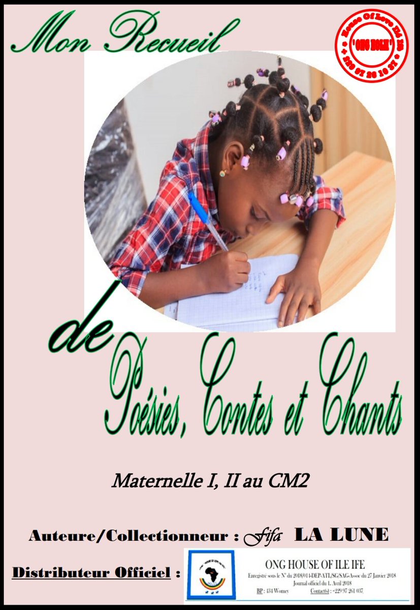 fifa_lune's tweet photo. #Aziza229
BIENTÔT LA SORTIE OFFICIELLE DE MON RECUEIL DE CHANTS, POÉSIES ET CONTES.
FIfa la Luna
Luxia le Soleil d'Afrique
Sibi
La cour des stars
Fan club zeynab
@ZEYNABABIB7
#ANACEB @ab_benin
https://t.co/30EyQ33uNR https://t.co/FdQvQYhzZO