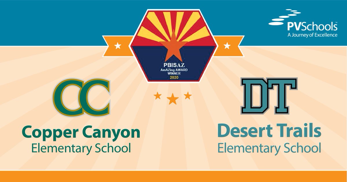 pvschools's tweet photo. Copper Canyon Elementary School and Desert Trails Elementary School have received the 2020 @PBISAz amAZing Award for providing a positive and safe learning environment for their students and community. Read more: https://t.co/inB5e6e4Iv #PVExcellence #PBISAz #PBIS https://t.co/PhzLAsmzCV