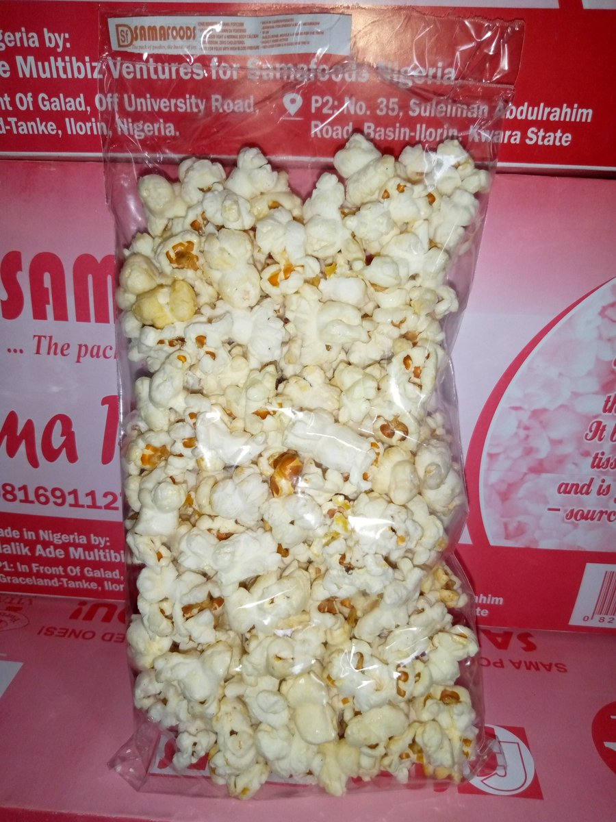 samafoodsng's tweet photo. Made in Kwara, Nigeria🇳🇬
#samadey4u #samapopcorn @Samafoodsng https://t.co/DeD8UayQHj