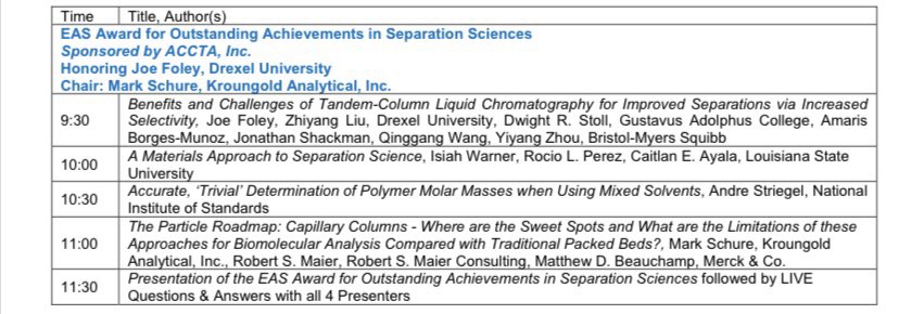 ChromForumDV's tweet image. Who joined the @EASorg session this morning? One of our own, Joe Foley, won the achievement award in Separation Science! We love highlighting the success of our board members!!
#separationscience #hplc #chromatography #eas2020