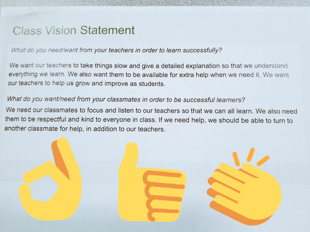 MrsRThal's tweet photo. Finally got around to putting together our class #visionstatements based on what the Ss decided was important to them this year. They shared their ideas several weeks ago on @nearpod collaboration boards.@BeersStreet @HazletProud https://t.co/x87ZI7PExv