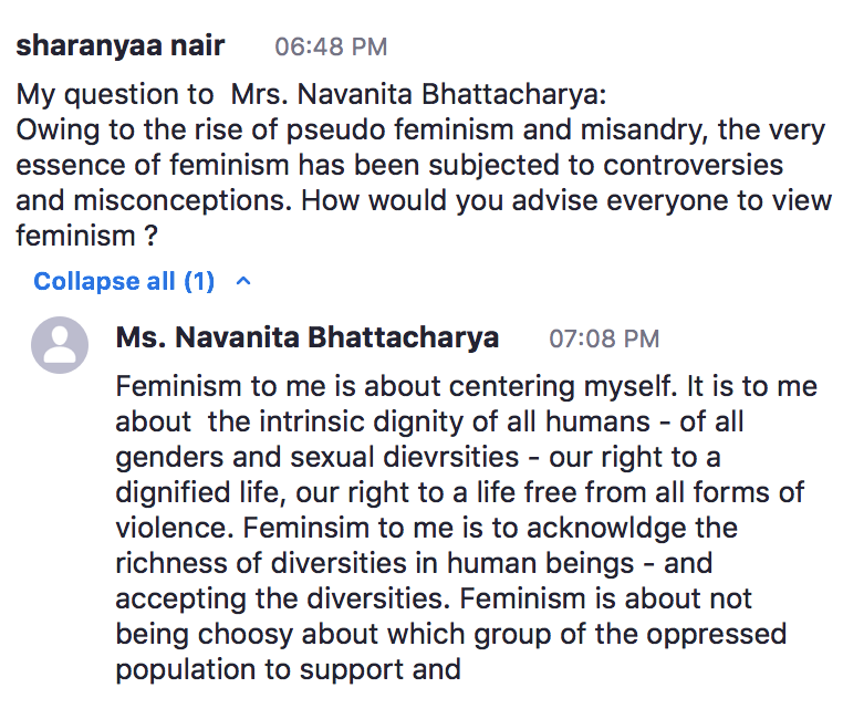 OrionYouth's tweet photo. Question asked to @BNavanita at the @UNV_India #YIOS2020. https://t.co/ziYlqk85rc