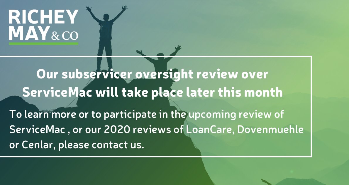 Do you use ServiceMac, LLC as your subservicer? Our program and subsequent 120+ page report provides value beyond the basic compliance requirements. 

richeymay.com/resource/artic…

#subservicing #compliance #review