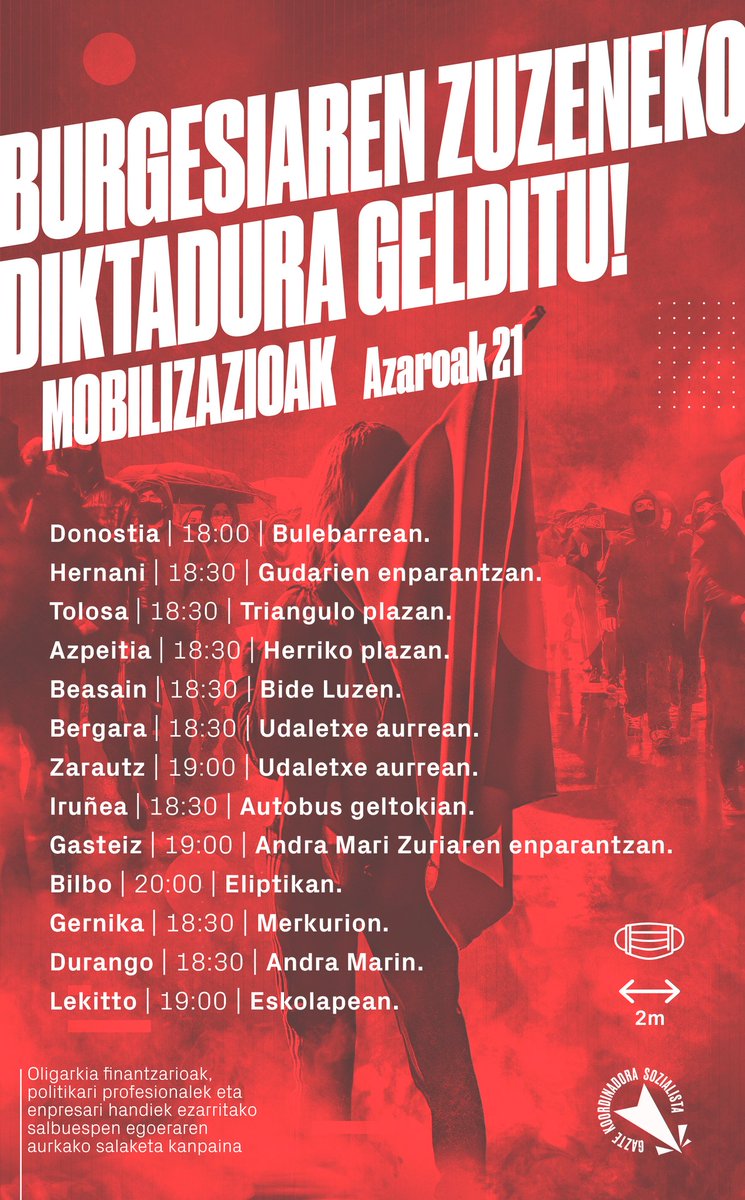 GazteKS_'s tweet photo. 👉Hemen larunbaterako antolatu ditugun mobilizazio guztien zerrenda: https://t.co/SiRaydaZeg