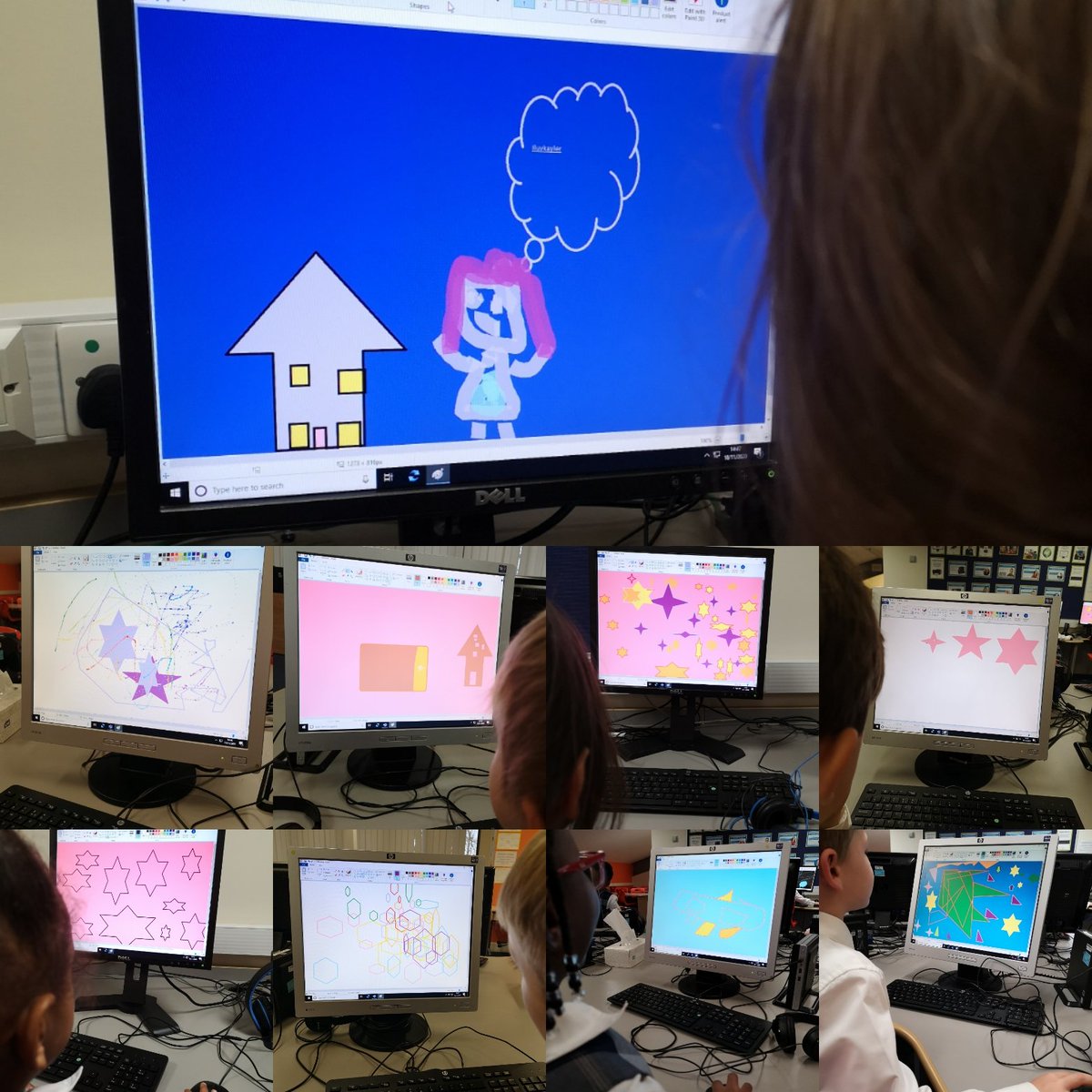 LaxtonJunior's tweet photo. The children in #LJSYearOne have been busy practising their mouse control in their Computing lessons. Look at their lovely Paint creations! They worked brilliantly together to problem solve and help each other. #WeAreLJS #LJSComputing #LoveOfLearning https://t.co/flW9eYeR52